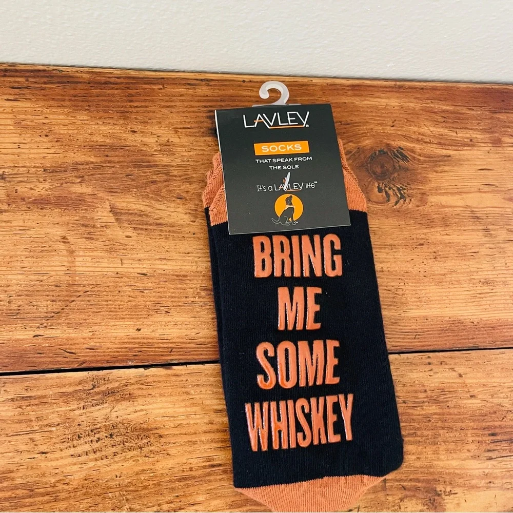 NWT Bring Me Some Whiskey Brown & Black Socks